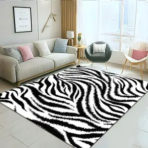Zebra Stripe Pattern Floor Mat, 1 Count Non-slip Soft Floor Carpet, Decorative Area Rug for Home Living Room Bedroom, Home Decor