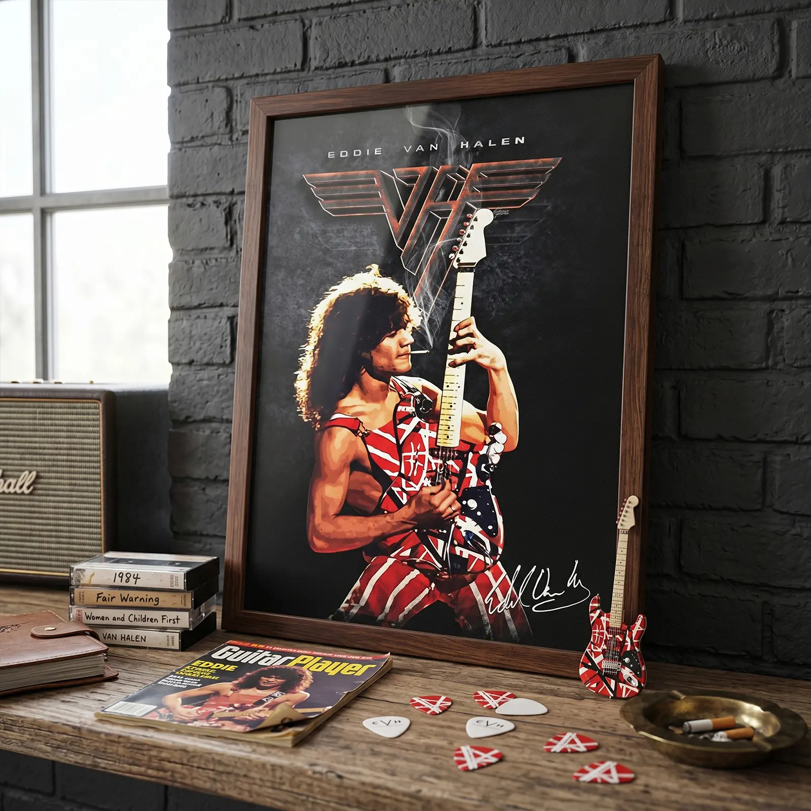 EVH Legendary Guitarist Tribute Vintage Premium Wall Art Poster Unframed HD Print Home Office Decor Unique Trendy Gift