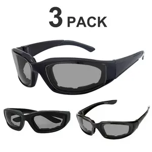 3 pairs Motorcycle Sports Biker Riding Glasses Wind Resistant Eye Protection Sports Goggles Cycling Glasses Sunglasses Grey Color