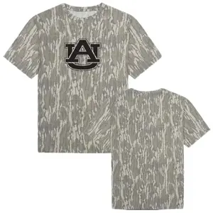Vintage Bottomland Camo Auburn Tigers Tee, Auburn AU Wood Camo T-Shirt, Retro Style Auburn Camouflage Top, Classic Woods Camo AU Logo Tee