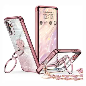 XYZ for Galaxy S22,23,24,25,26 Case with Stand, Case with Double Ring Holder, for iPhone 15 16 17 Women Girls Bling Luxury Glitter Rhinestone Phone Accessories Case Cover Heart