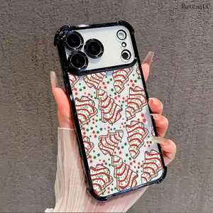 Christmas Tree Cake Stars Print TPU Phone Case for iPhone 17 Air 16Pro Max 15 14Plus 13 12 11 Shockproof Anti-Drop Durable Aesthetic Protective Cellphone Casing