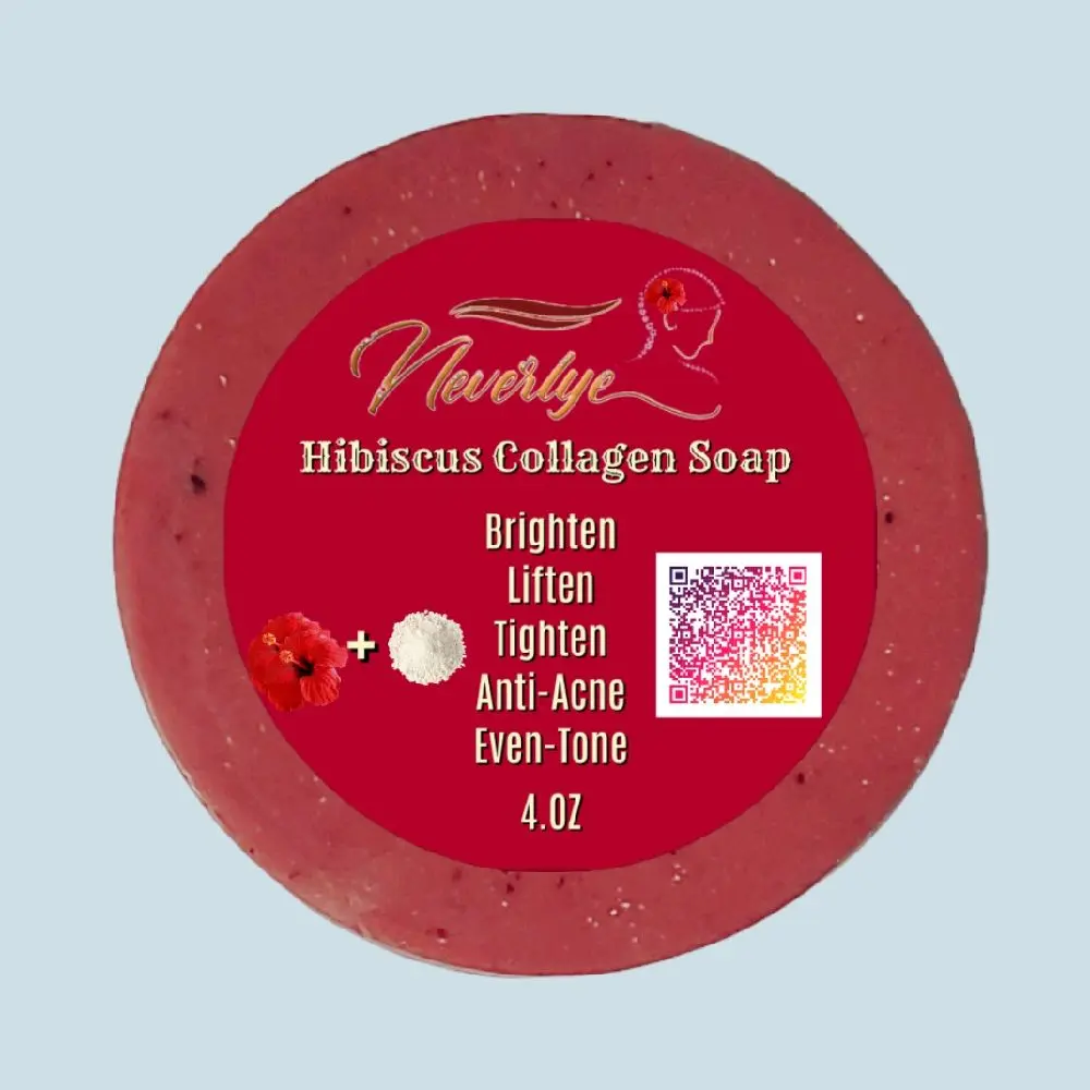24pcs- Neverlye Hibiscus Collagen Soap Bar. 4.oz helps with darkspots, Brighten, Tighten, Lifting Smooth and eventone skin.