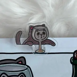 Naughty Cat Acrylic Page Clip | Coloring Page Paper Clip