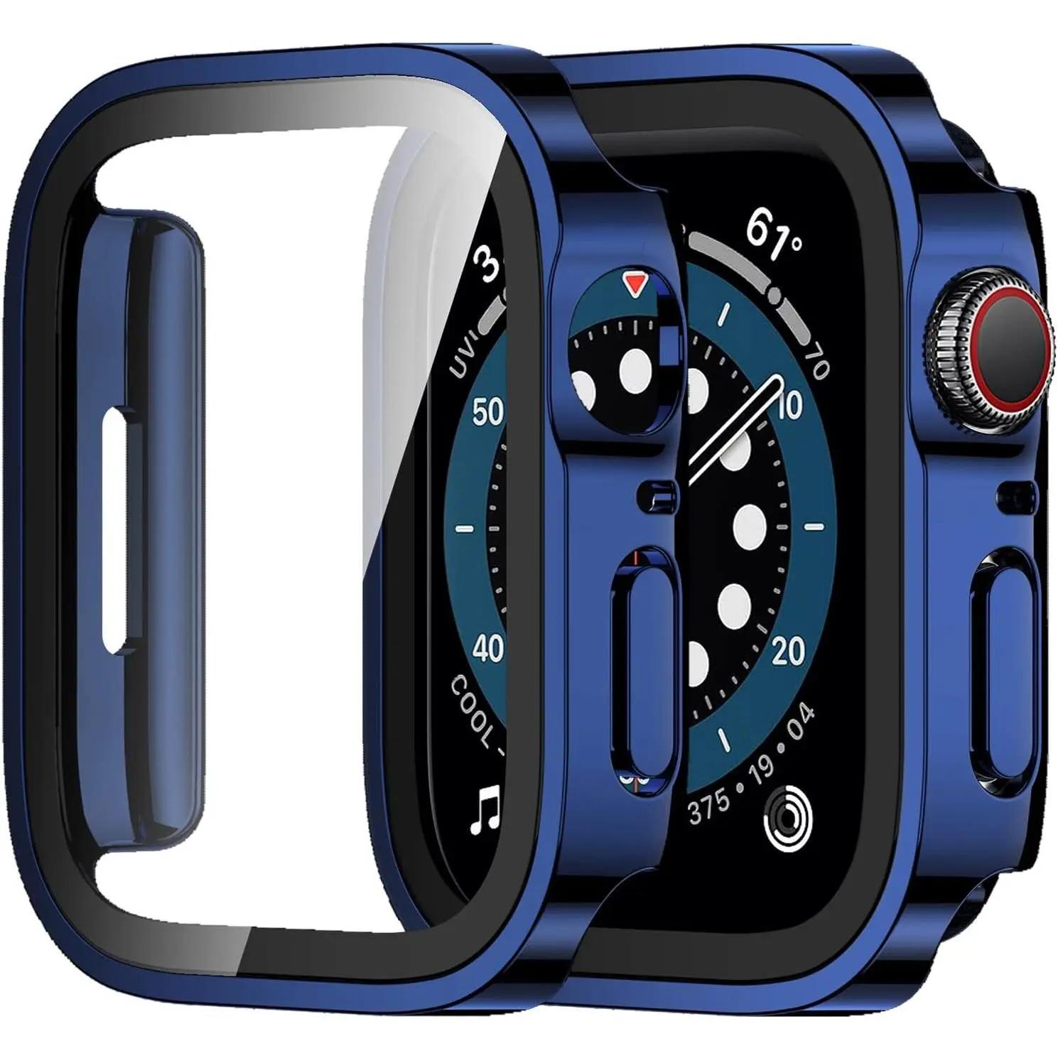 2-Pack Durable Smart Watch Protection Accessories, Hard PC Straight-Edge Ultra-Thin Anti-Scratch Cover with Built-In Screen Protector for 40mm Apple Watch Series 6/5/4/SE Wearable (Blue/Clear), Protective, Snap-On