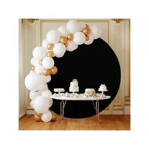Black Spandex 6ft Arch Backdrop Cover 1.8m Diameter Circle Wrinkle Resistant Smooth Touch Background for Birthday Wedding Reception Champagne Events Banners Hand Set Photo