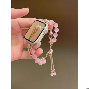 3 / 4 / 6 / 7 / 8 / 9 / SE / Ultra / 46mmUltra2 / 49 / 45 / 44 / 42 / 41 / 40 FitFor38 , sPinkCatEyeStoneMetalBandBracelet 1pcWomen / 10 / 5 / 2 / 1