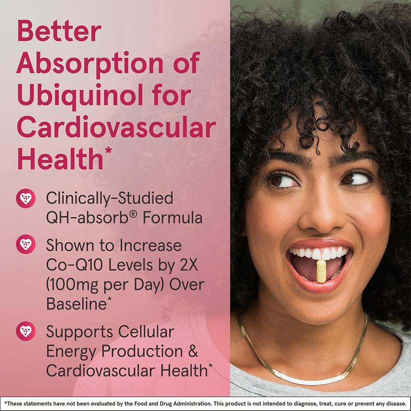 Jarrow Formulas QH-Absorb, 100 mg, Ubiquinol Dietary Supplement for Healthy Cardiovascular Function, 60 Softgels, 60 Day Supply