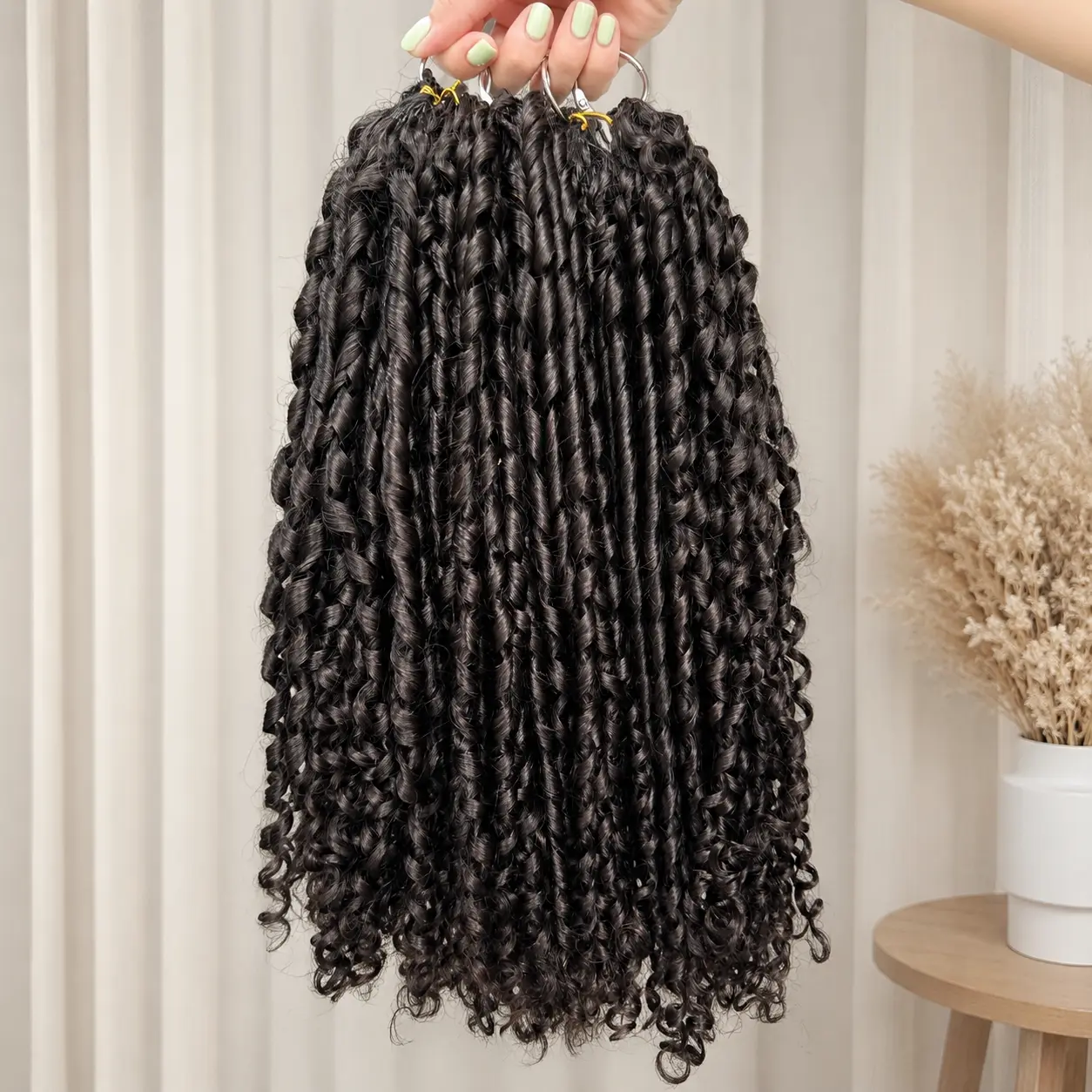 180g-300g Knotless Pixie Curly Feather Crochet Human Hair Extensions 100% Human Crochet Hair Pre Separated Natural Volume Protective Style Pixie Curls Beginner Friendly