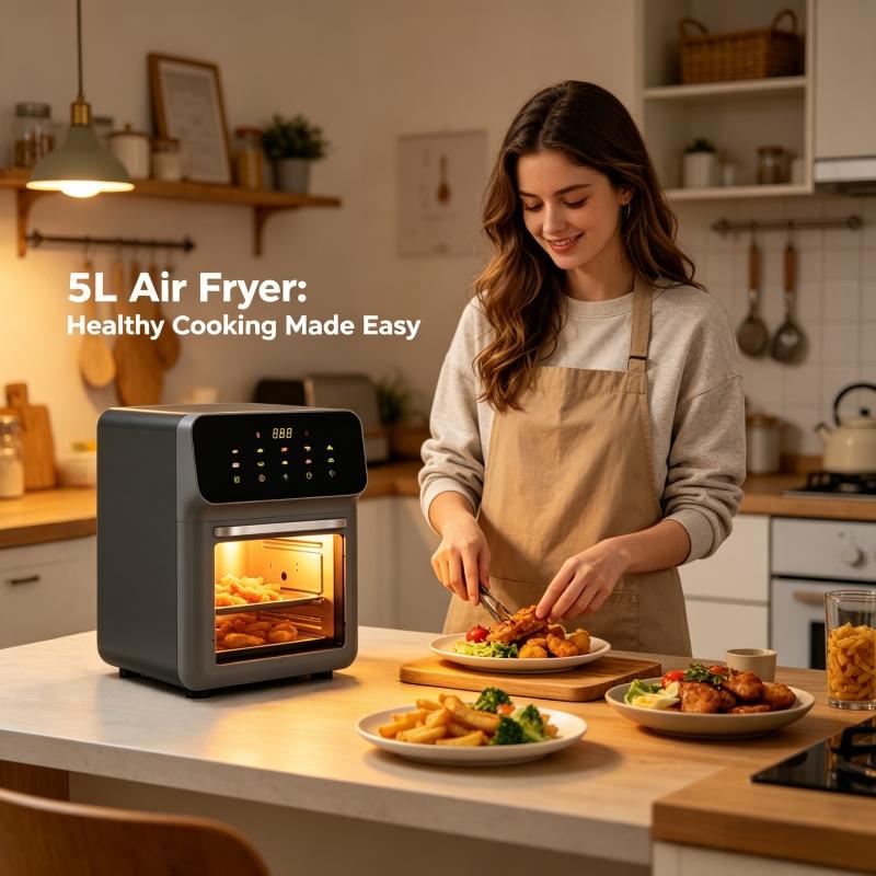 13L air fryer toaster oven combination, made of stainless steel material, compact oven of household size, used for baking whole chicken/double cooking, stainless steel interior, easy to clean, including 2 accessories and recipes, US plug