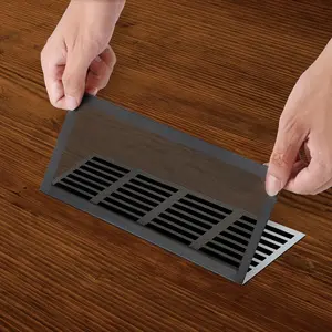 4pcs Floor Vent Mesh Covers, 4x10inch PVC Rectangle Air Vent Screen Cover Strong Magnetic Vent Covers Black Vent Covers for Home Floor Wall Ceiling