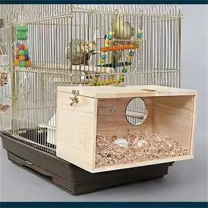 Wooden transparent viewing budgie wooden breeding box, hanging nest, large, medium and small bird nest, outdoor garden decoration bird house