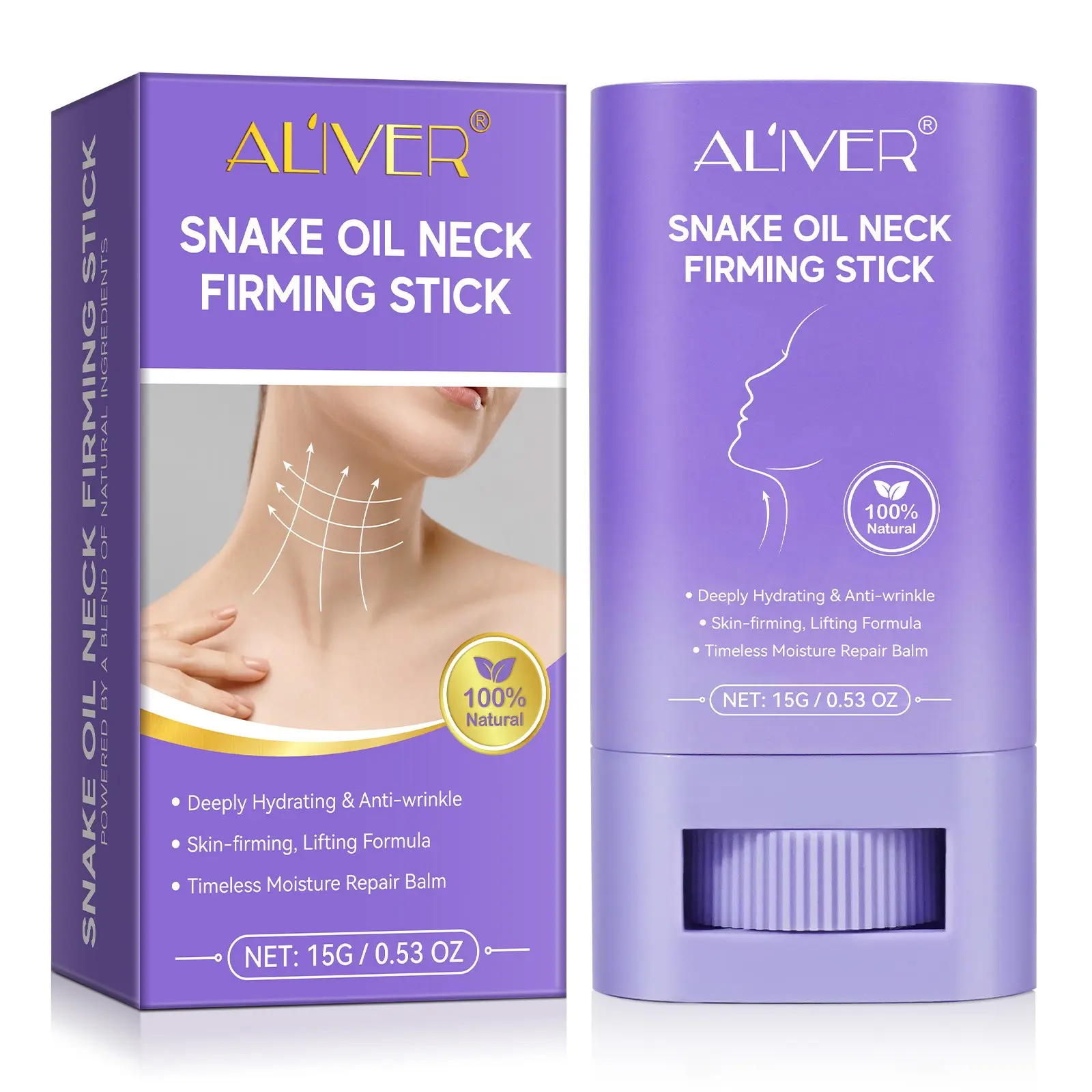 Aliver Snake Oil Neck Firming Stick, 15g Box, Gentle Hydrating Natural Neck Cream, Ideal Body Care, Suitable for All Skin Types