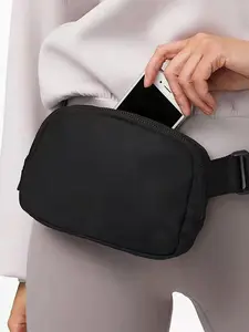 Fanny Zipper Belt Bag Waist Pack Crossbody Bags Bum Bag for Running Hiking Travel Workout Adjustable Strap for Women -black