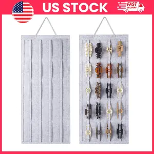 Large Hair Claw Clip Organizer Wall Hanging Holder | 20 Slot Vertical Claw Clips Storage Display for Women & Teen Girls | Felt Hair Clip Stand for Door, Closet & Bedroom | Girls Room Decor, Beauty Organization & Home Storage Essential | Room Organizer