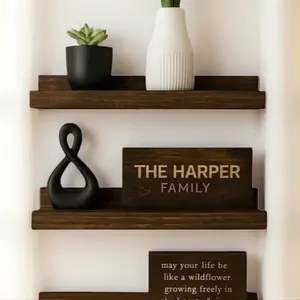 Hard Wood Floating Picture Ledge Shelf - Hidden Mount Hanging Shelf with 4-in Depth, 12"-72" Lengths & Custom Sizes, Minimalist Secure Frame-Friendly Home Decor for Gallery Wall Photos, Books, Wooden
