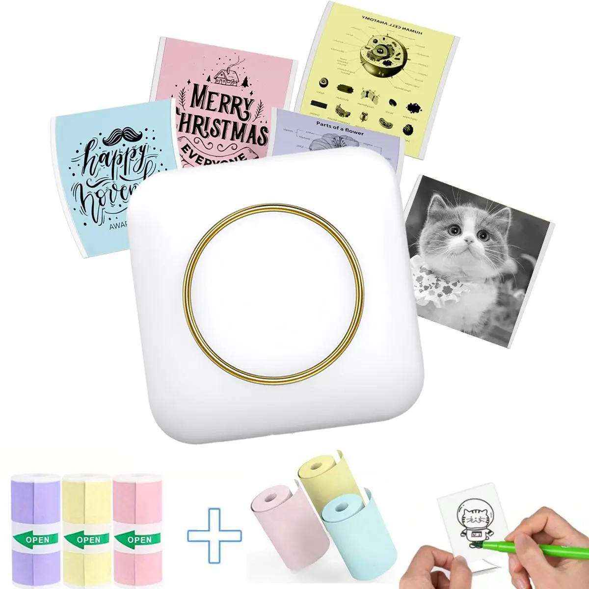 Portable Mini Sticker Printer, Portable Handheld Printer, 1 Set ...