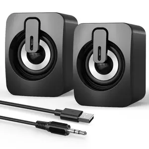 SEANCHEER B-A2USB USB Computer/Laptop Speakers,Portable Mini Soundbar for Windows PCs, Desktop Computer with Stereo Sound & Enhanced Bass,7 Lighting Modes, 2 Bass-Boost Ports, 2 Speaker Units,Easy Volume Control