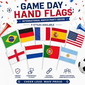 4PC Mini Country Hand Flags - Festive & Party Supplies for Sports Events, Fan Celebrations