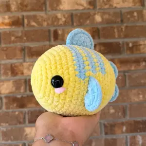 Handmade crochet flounder fish plushie