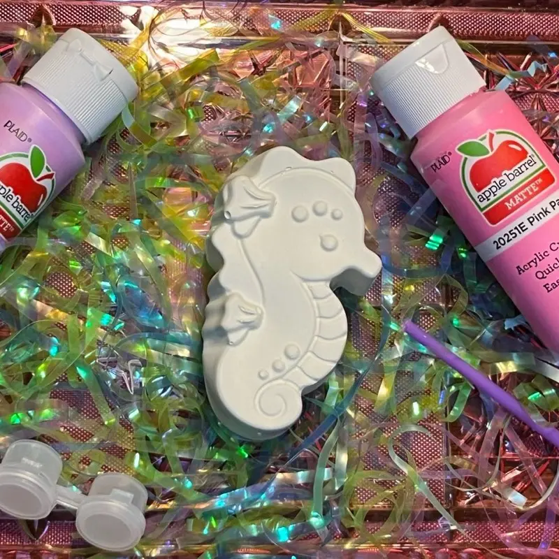 Sea Horse DIY Paint Kit for Kids – Handmade Plaster Figurine Activity Set colorful painting