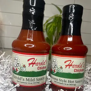 Harold's Mild and Hot Sauce 16oz Bottle each 2 pc Bundle - Chicago's Famous Mild Sauce Flavor Sambal Dip