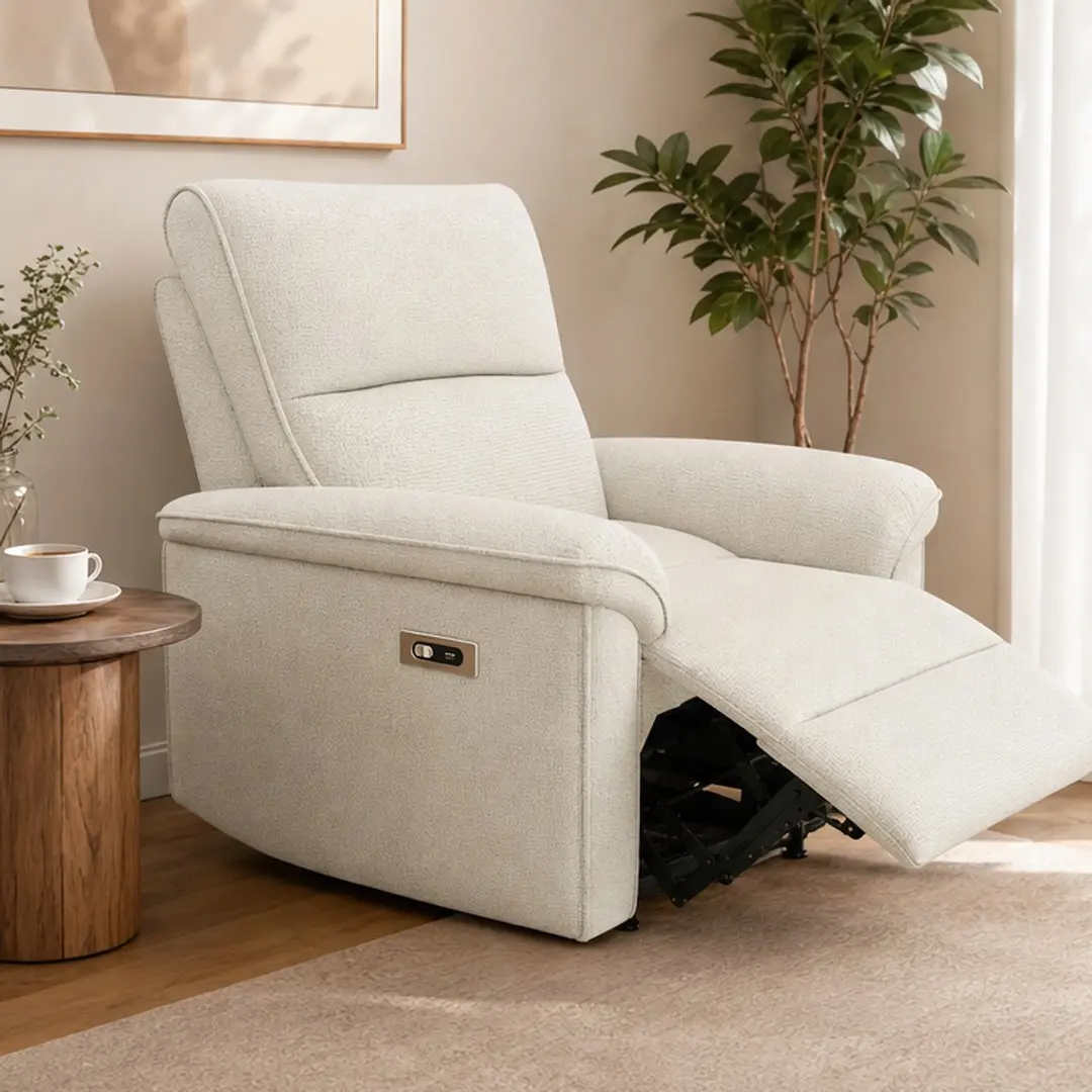 ARCH Wall Hugger Zero Clearance Power Recliner Chair, Electric Reclining Armchair with USB & Type-C Ports, Snowflake Velvet Fabric, Wood & Metal Frame, for Living Room, Bedroom, Apartment, RV, Multiple Color Options, Product Weight: 83.33 lb