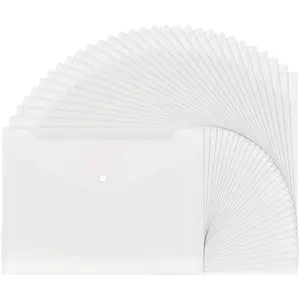 30pcs Plastic Envelopes, Clear Reusable Poly Envelope Waterproof File Folder with Snap Button, US Letter, A4 Size, for School Office Supplies