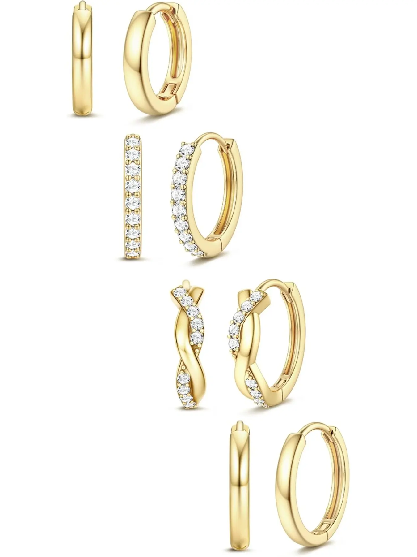 Gold Hoop Earrings Jewelry for Women Trendy 14K Gold Plated Huggie Earrings Hypoallergenic Cartilage Earring Stacks Cute Dainty Huggie Hoops Earring Sets for Multiple Piercing Earring Stacking Set