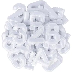 40 count Iron on Numbers Patches, White Embroidery Number Patches with Ironed Adhesive, 4 Sets Numbers 0-9 Applique for Clothes Backpack Fabric Jeans Hats Jersey Dress Shoes Bags