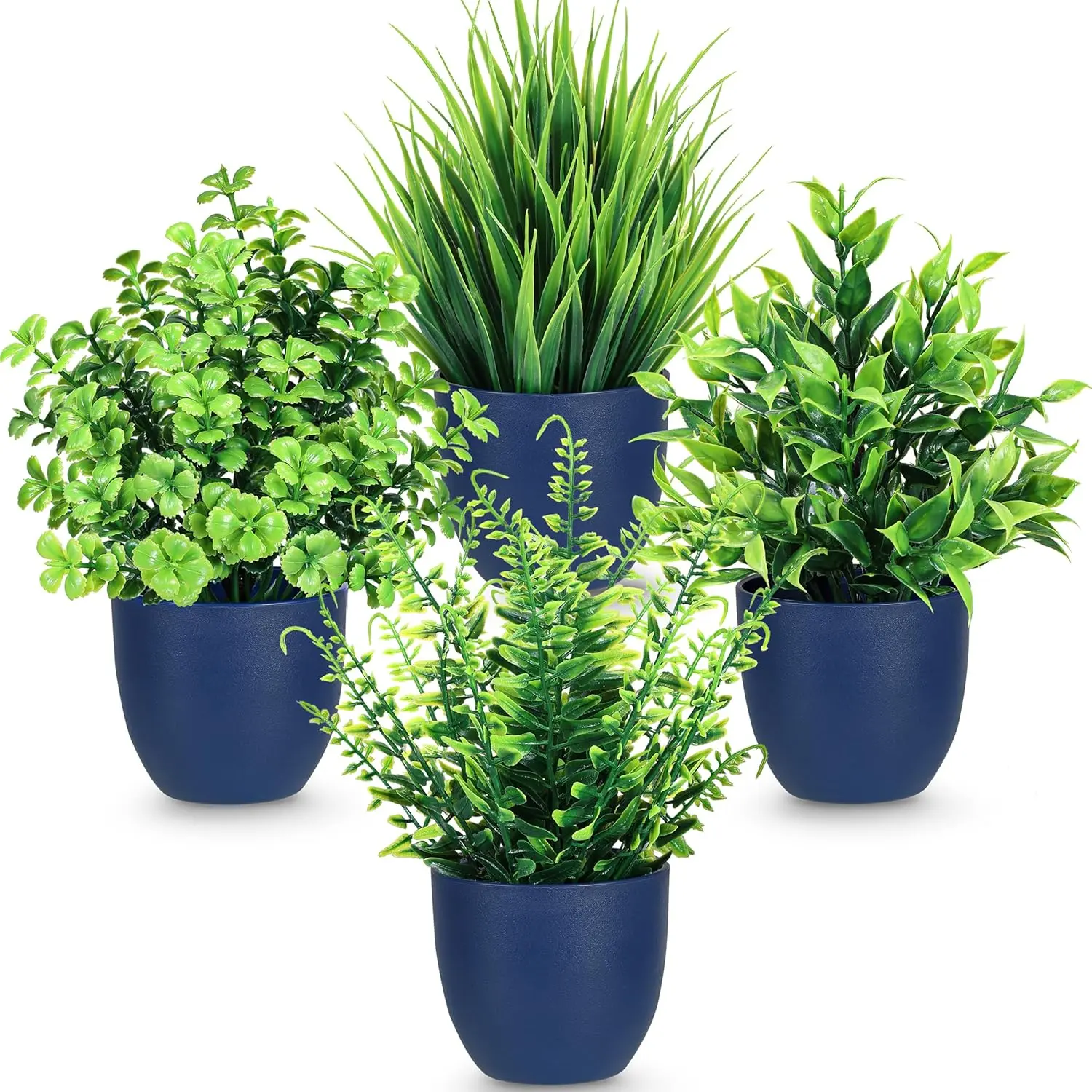 Der Rose 4 Pack Fake Plants Small Artificial Plants in Blue Pots Faux Plants Indoor for Home Kitchen Table Blue Bathroom Decor Accessories for College Dorm Desk, Apartment Shelf & New Home Moving Decor, summerwins Mid Year Sale,dorm essentials