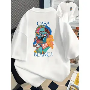 Casablanca Graphic Print Tee Stylish Short Sleeve Crew Neck Top For Women Comfortable Summer Wear With Vibrant Design
