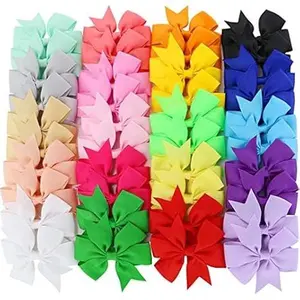 Women's 40PCS 3" Grosgrain Ribbon Fabric Hair Bows with Alligator Clips, Environmentally Friendly Daily Hair Accessories for Females, Female
