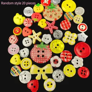 20 yellow, red, random styles, buttons, new hand account decorative DIY clothing, cute buttons, mixed handmade, woven accessories