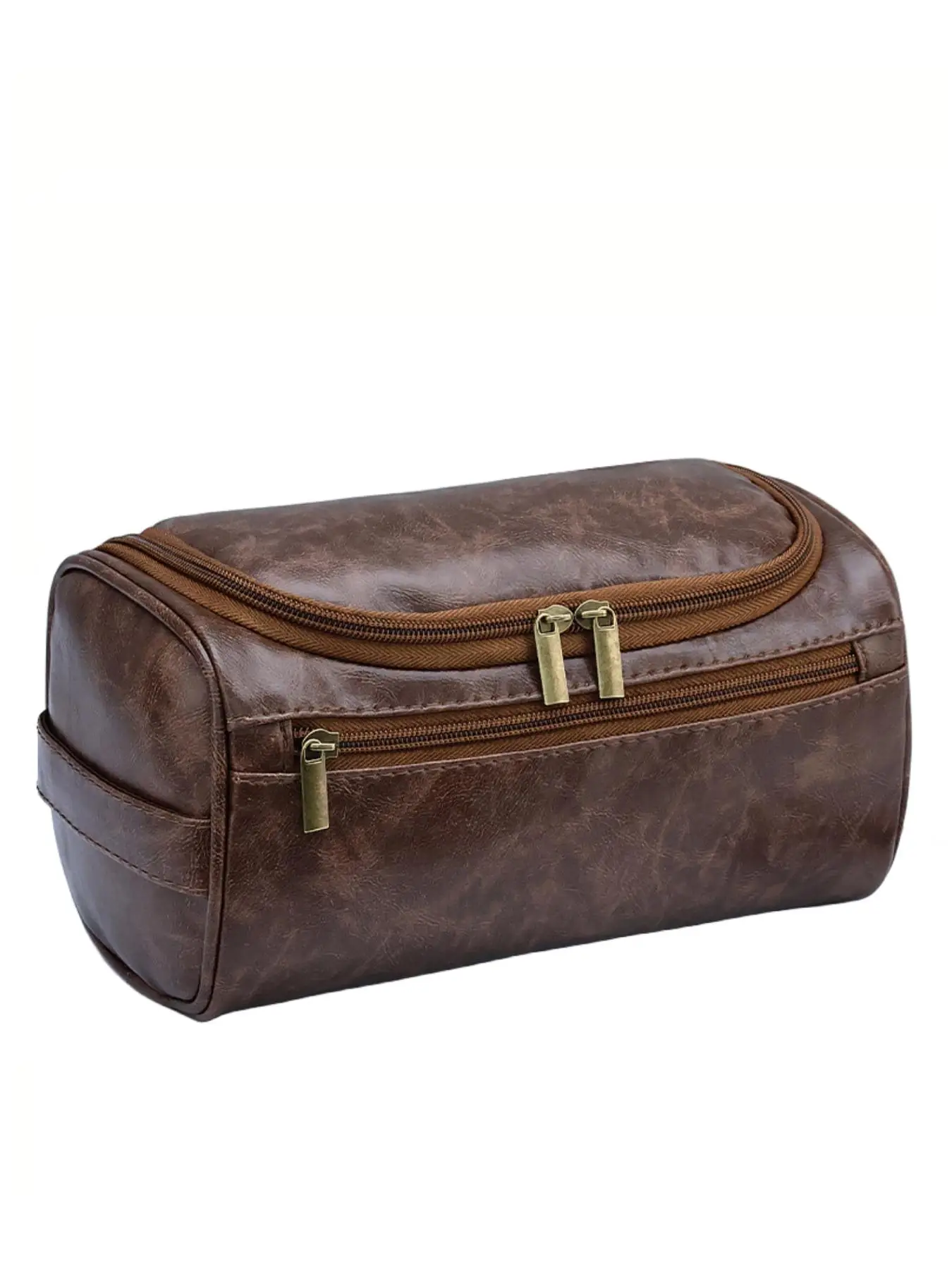 Unisex Elegant Large Capacity Makeup Bag, Portable PU Leather Cosmetic Bag for Toiletry, Simple Makeup Storage Bag for Travel Use, Vanity Case