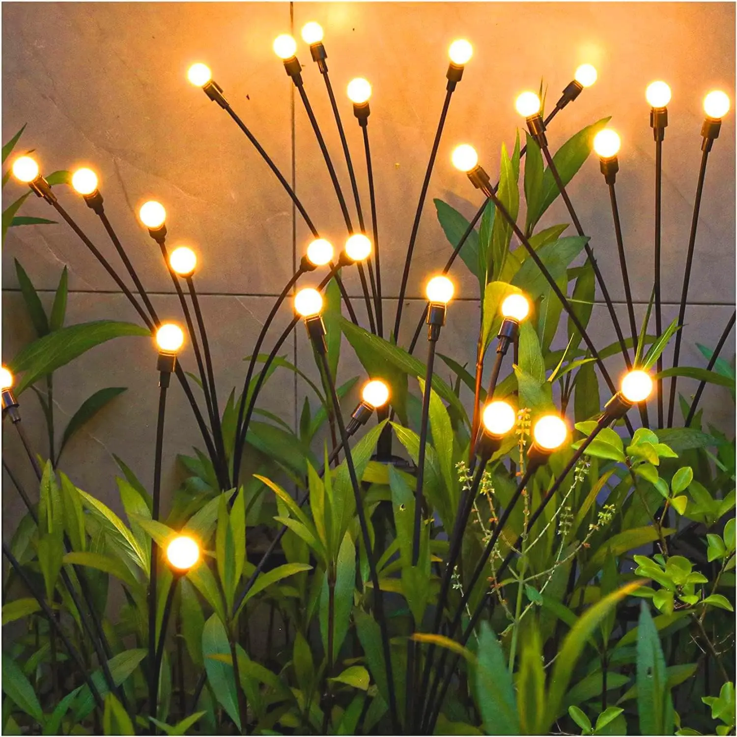 Outdoor Solar Firefly Lights with Big Bulb, Flexible Stem & Ground Stakes - Garden Decor, Women Gifts for Patio, Camping & Hiking Lanterns