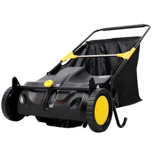 DONEXT Hand Push Lawn Sweeper 21 Inch Leaf & Grass Collector 3.5 cu. ft Hopper Bag Capacity with Adjustable Brush Height for Efficient Yard Work