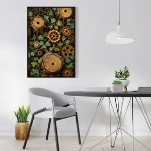 Hiding Gears 24x36 in. Black Framed Wall Art Print, Artistic Artwork for Room Decoration, Home Decor Posters & Prints