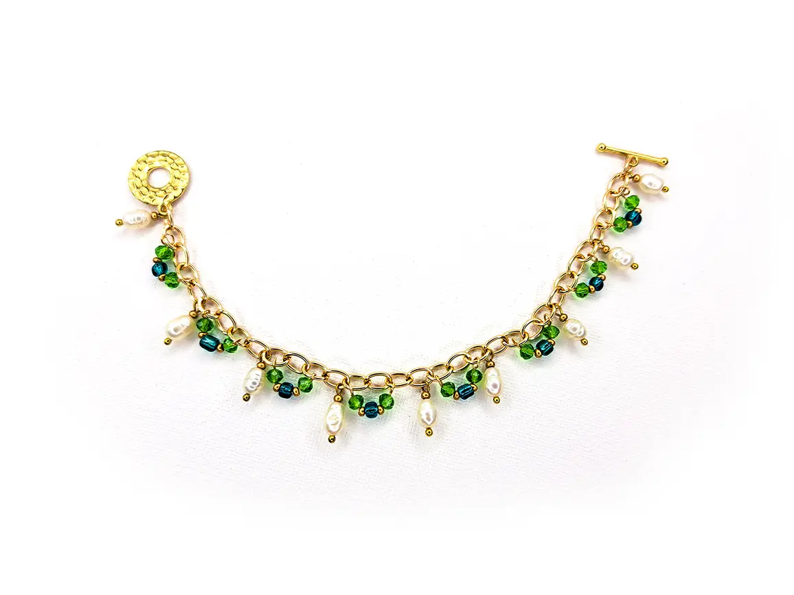 The Charm Crate "Kiara" Pearl Beaded Charm Bracelet
