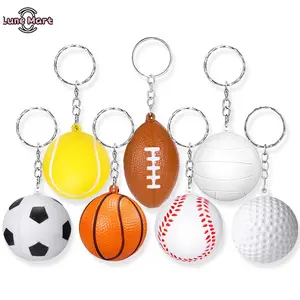 7-Pack Mini Foam Sport Ball Keychains for Kids - Soccer, Football, Basketball, Baseball Designs, Goodie Bag Fillers, School Carnival Rewards, Stress Relief Fidget Toys
