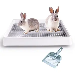 22x18 inches  Litter Box with Grate,   Litter Pan for Cage, Bunny Restroom Litter Tray Small  Toilet Potty Trainer for Hamster Ferret Rats Guinea Pigs Hedgehog