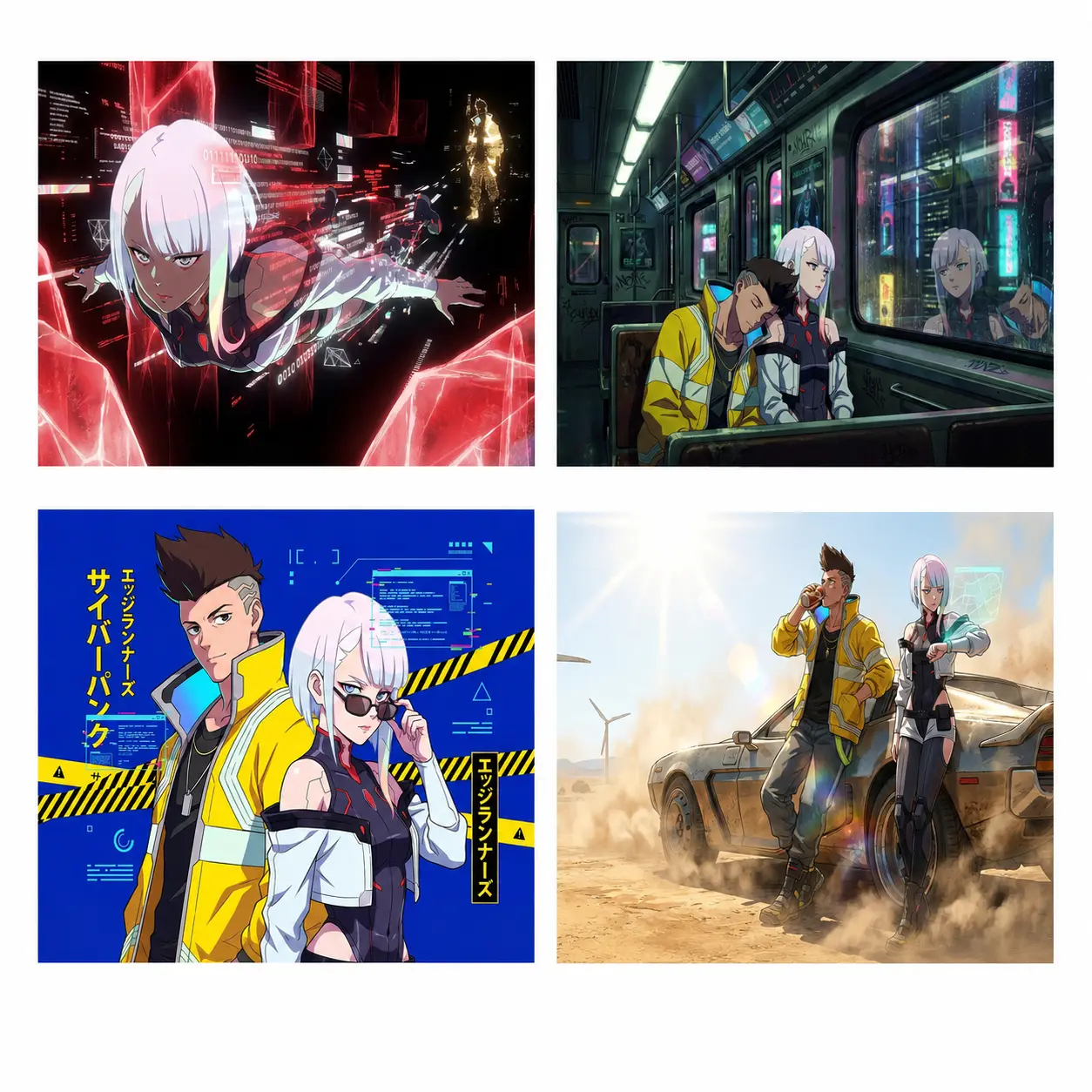 Cyberpunk Edgerunners David & Lucy Anime Wall Art Poster, Futuristic Sci-Fi Canvas Print, Bedroom, Living Room, Gaming Room, Dorm, Office Decor, Gift for Fans