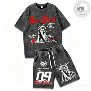 Men's American Street Style 2-Piece Set S-3XL | Snowflake Letter Printed Cotton Tee & Shorts | Trendy High Street Tracksuit | Summer Sports Casual Outfit | Breathable Lightweight Basketball Suit | Perfect Cool Guy Summer Look | Must-Have Set 2026