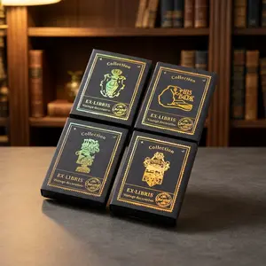 Vintage Old Library Bookplates Stickers, 4 Designs Retro Ex Libris Decals for Journaling & DIY Crafts