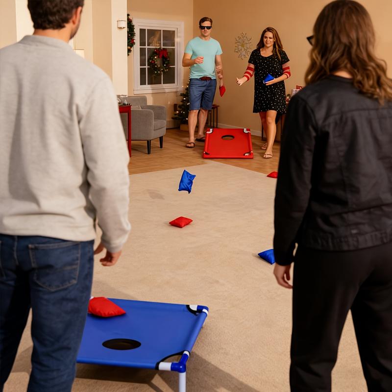 Red And Blue Portable Corn Hole Game Set, Foldable And Durable, Including 6 Bean Bags And 1 Storage Bag, Christmas Gift Box Training Throwing Game