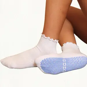 White Ruffle Grip Socks