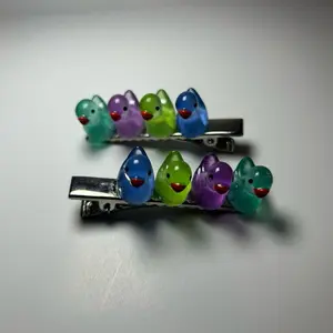 Glow in the Dark Duck Hair Clips - Fun and Unique Design for Hair Accessories 5cm Metal Clips with Gummy-Inspired Charms