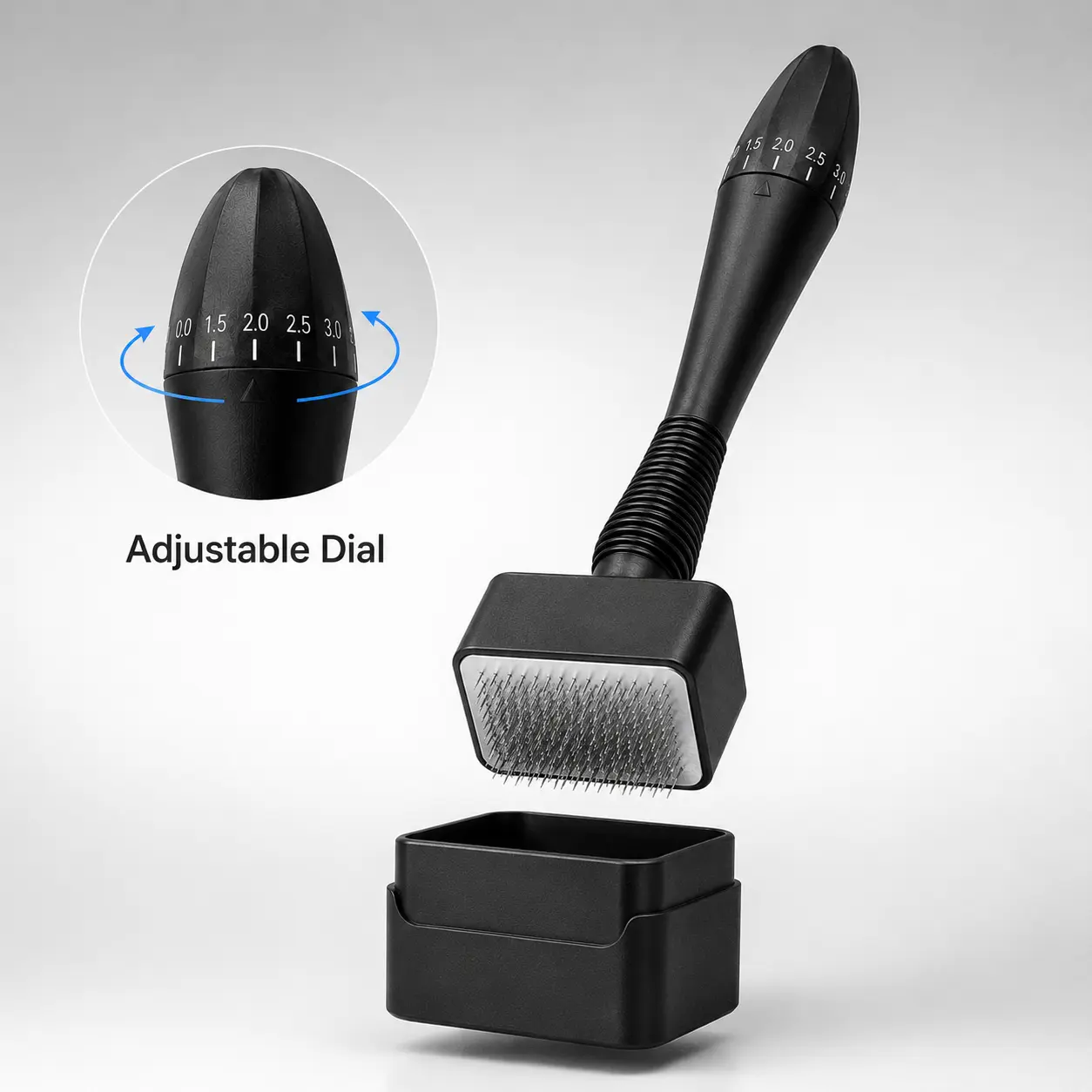 Adjustable Needle Derma Stamp for Face Care - 30g Stainless Steel Microneedle Skincare Tool, 0-2.5mm Adjustable Depth, Non-Slip Grip, Protective Storage Base, Suitable for All Skin Types
