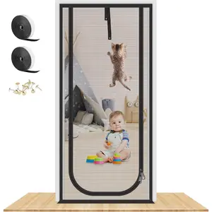 Upgraded Reinforced  Screen Door, 40x84'' Heavy Duty Pets Proof Screen Door with Two Way Zips,  Dogs Cats Running Out from , Bedroom, Living Room, Kitchen Patio Door