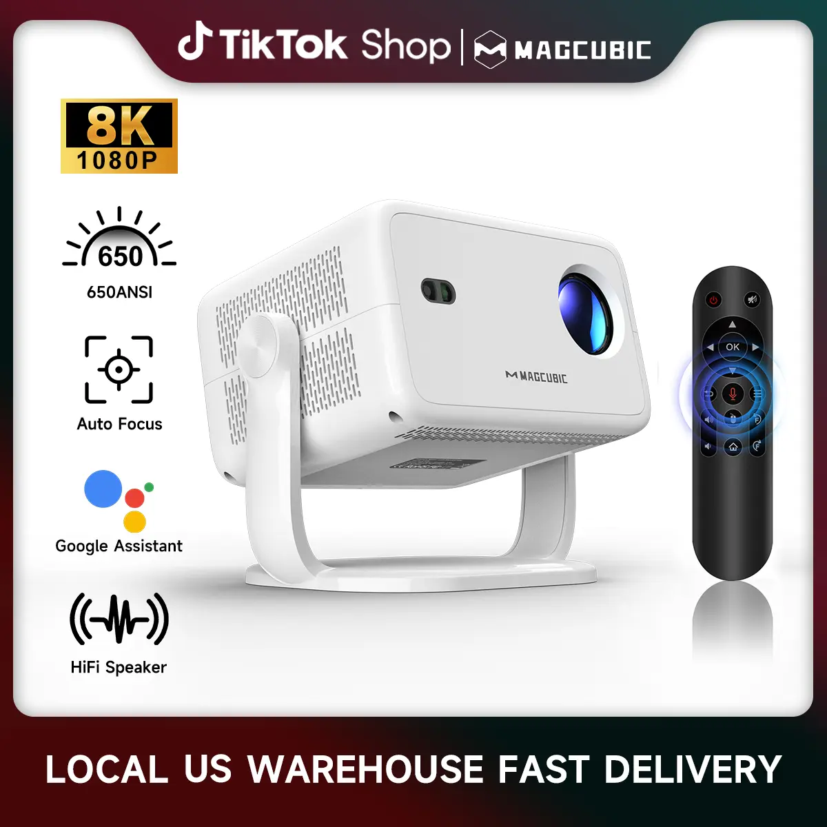 [US warehouse] Magcubic L018 Auto Focus Projector 650ANSI Google Assistant Android 14.0 8K Videosource Supported Native 1080P Wifi6 BT5.2 Built-in HiFi Speaker Allwinner H726 Auto Keystone Portable Movie Outdoor #SummerFinds #DealsForYouDays